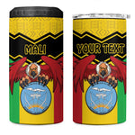 Personalized Afro Mali Vulture 4 in 1 Can Cooler Tumbler Coat Of Arms - Bogolan Pattern
