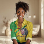 Personalized Afro Mali Vulture Women Casual Shirt Flag Map - Bogolan Pattern LT15