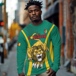Custom Afro Cameroun Football Long Sleeve Shirt Go Les Lions Indomptables