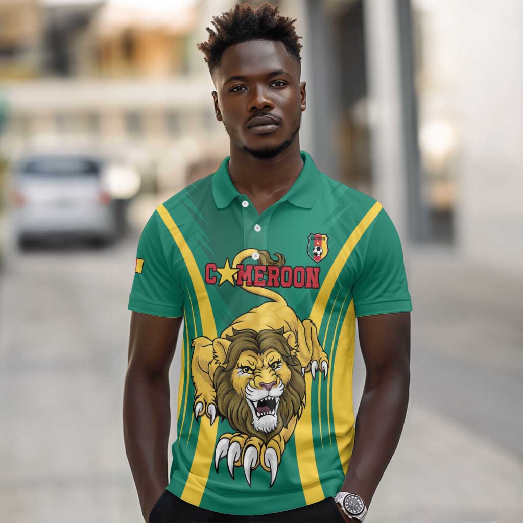 Custom Afro Cameroun Football Polo Shirt Go Les Lions Indomptables