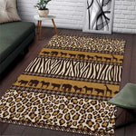 Leopards and Zebra Skins Area Rug Mix African Pattern