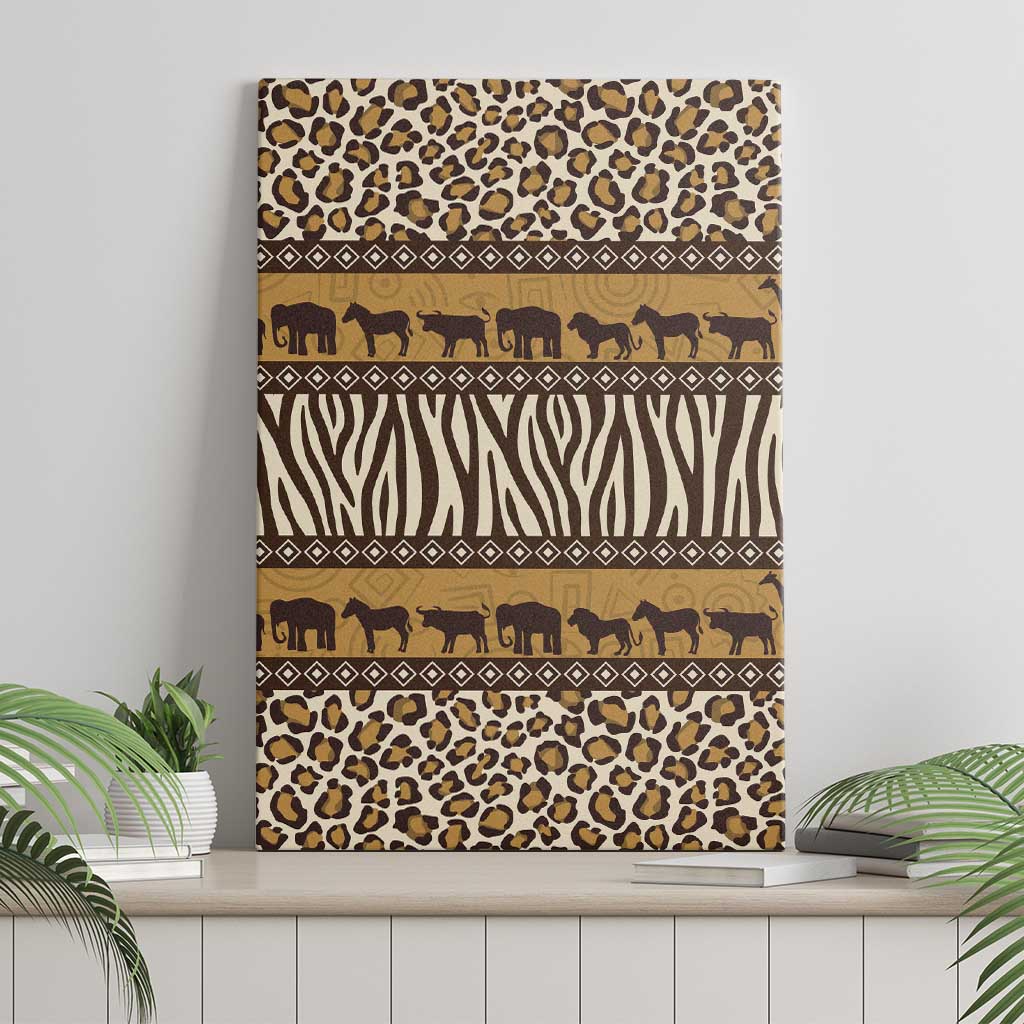 Leopards and Zebra Skins Canvas Wall Art Mix African Pattern