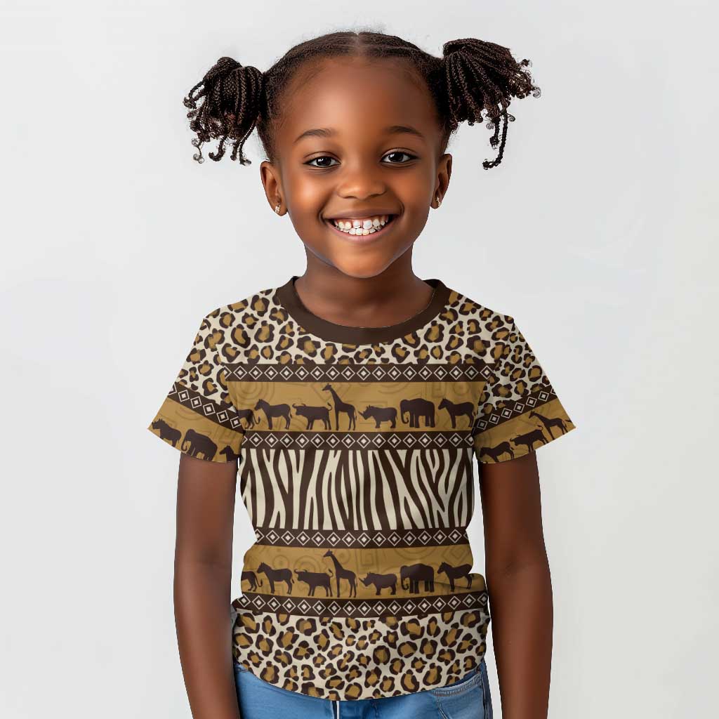 Leopards and Zebra Skins Kid T shirt Mix African Pattern