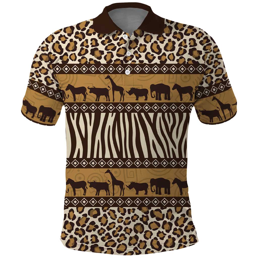Leopards and Zebra Skins Polo Shirt Mix African Pattern