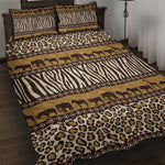 Leopards and Zebra Skins Quilt Bed Set Mix African Pattern