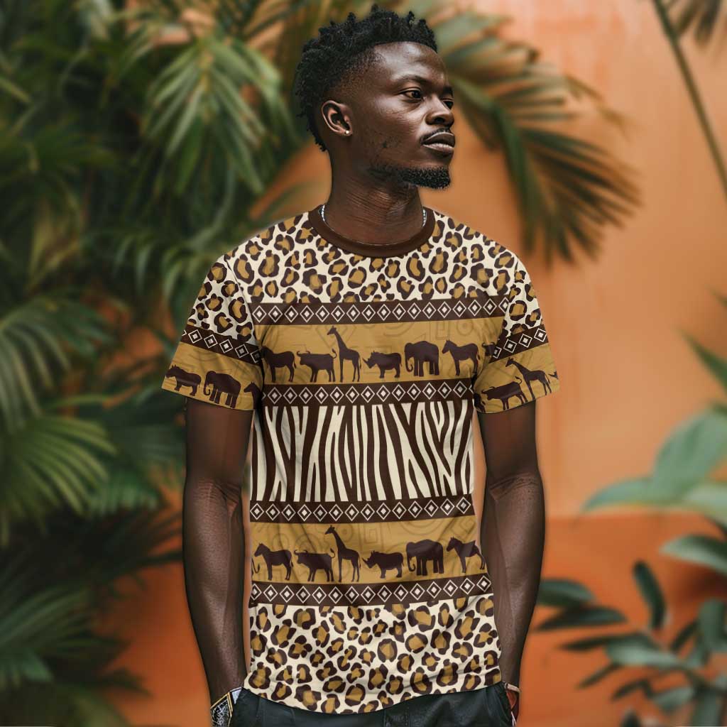 Leopards and Zebra Skins T shirt Mix African Pattern