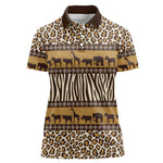 Leopards and Zebra Skins Women Polo Shirt Mix African Pattern
