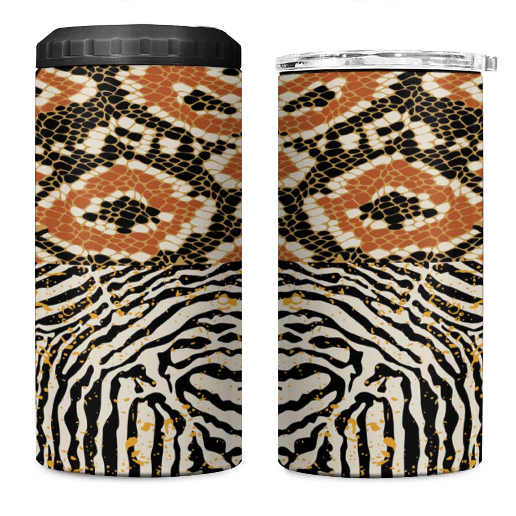 Wild Animal Skins 4 in 1 Can Cooler Tumbler African Tribal Pattern