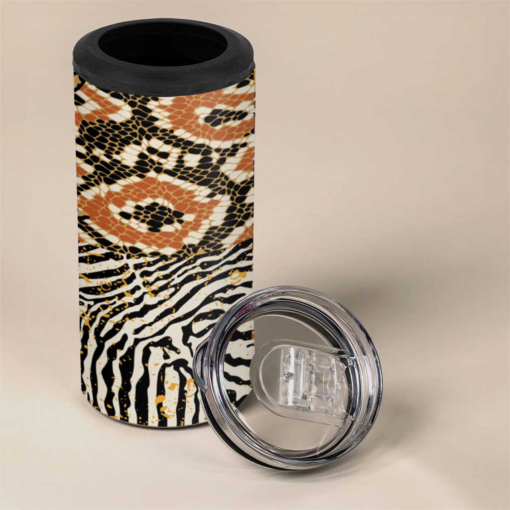Wild Animal Skins 4 in 1 Can Cooler Tumbler African Tribal Pattern