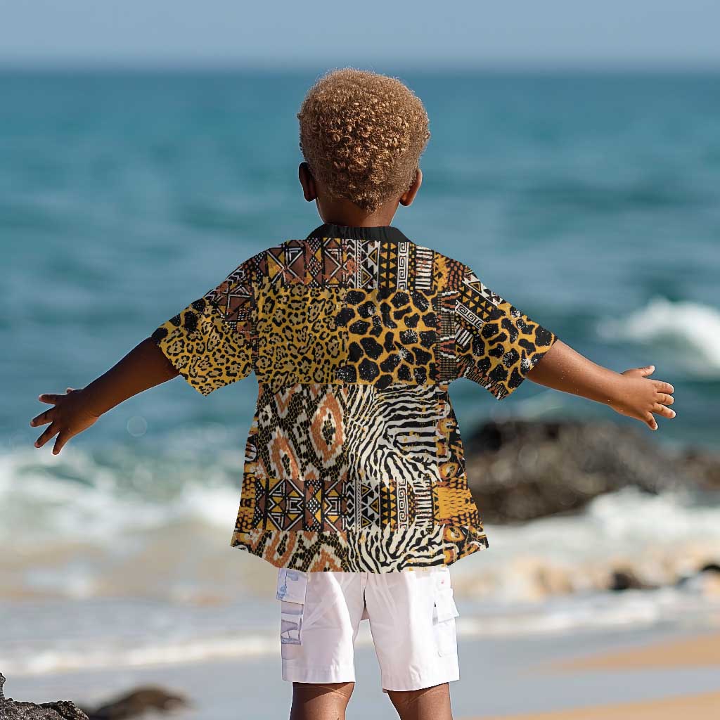 Wild Animal Skins Kid Hawaiian Shirt African Tribal Pattern