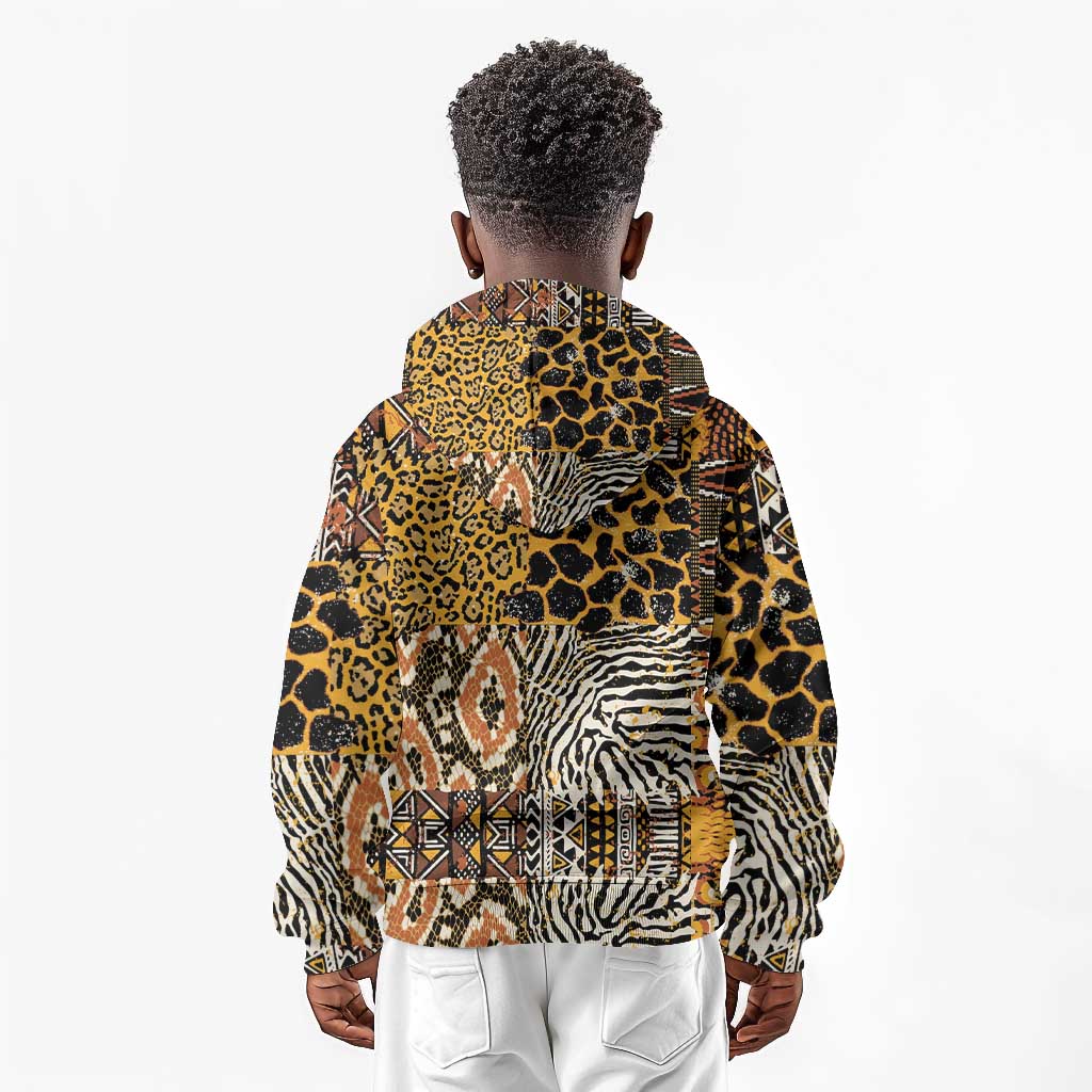 Wild Animal Skins Kid Hoodie African Tribal Pattern