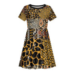 Wild Animal Skins Kid Short Sleeve Dress African Tribal Pattern