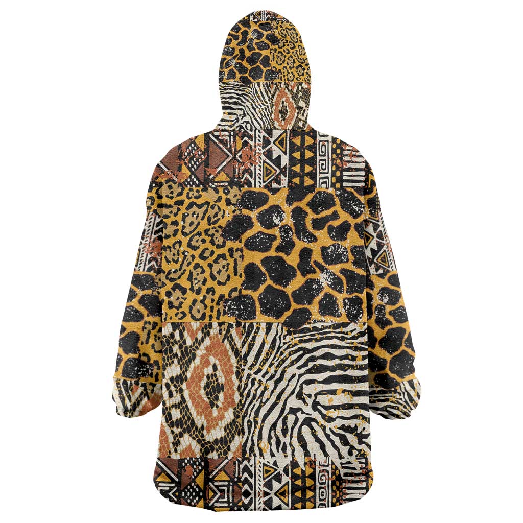Wild Animal Skins Kid Wearable Blanket Hoodie African Tribal Pattern