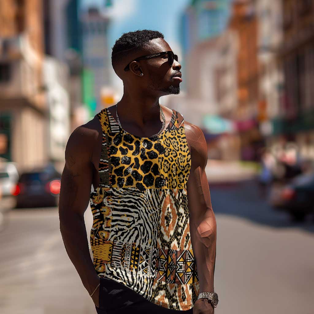 Wild Animal Skins Men Tank Top African Tribal Pattern