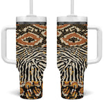 Wild Animal Skins Tumbler With Handle African Tribal Pattern