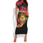 Personalized FRELIMO Mozambique Short Sleeve Bodycon Dress Happy Revolution Day - African Pride