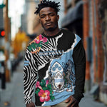 Personalized Botswana Independence Day Long Sleeve Shirt Kalahari Devils Claw Zebra With Arican Pattern - African Pride