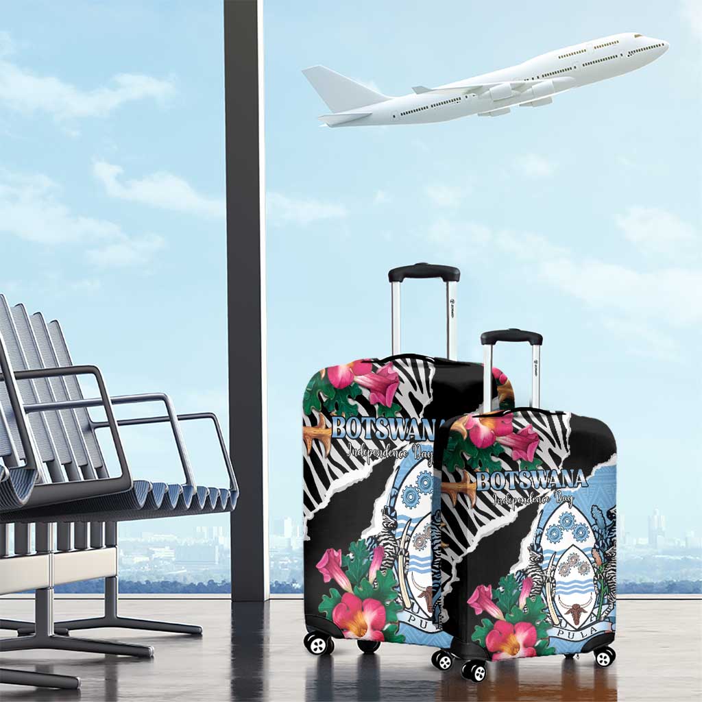 Botswana Independence Day Luggage Cover Kalahari Devils Claw Zebra With Arican Pattern - African Pride
