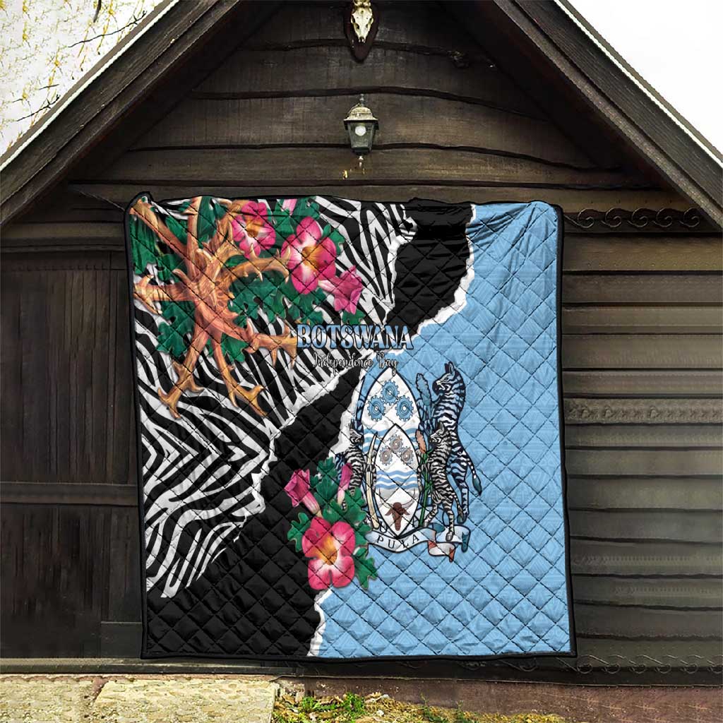 Botswana Independence Day Quilt Kalahari Devils Claw Zebra With Arican Pattern - African Pride