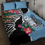 Botswana Independence Day Quilt Bed Set Kalahari Devils Claw Zebra With Arican Pattern - African Pride