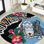Botswana Independence Day Round Carpet Kalahari Devils Claw Zebra With Arican Pattern - African Pride