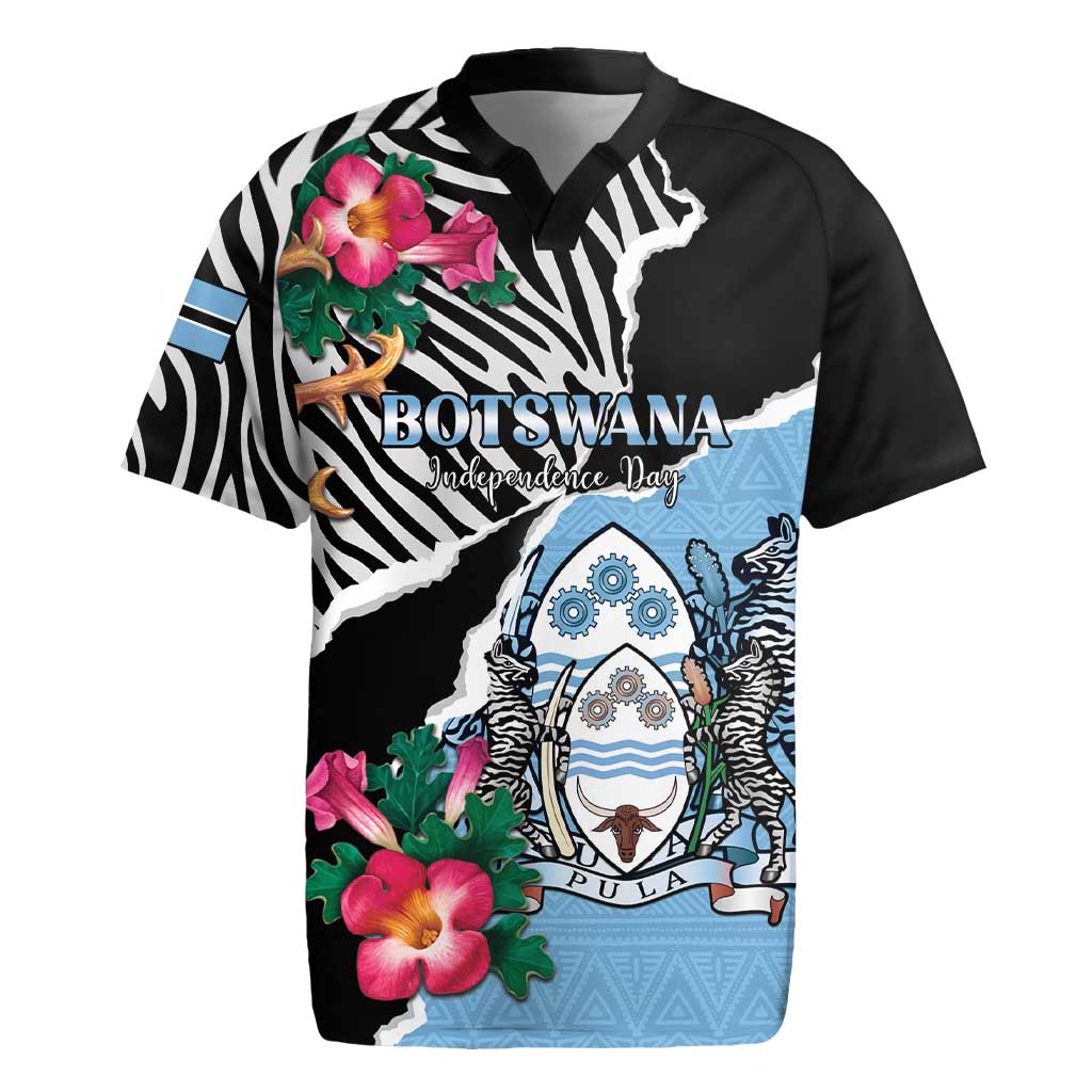 Personalized Botswana Independence Day Rugby Jersey Kalahari Devils Claw Zebra With Arican Pattern - African Pride