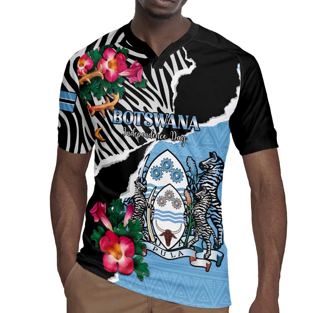 Personalized Botswana Independence Day Rugby Jersey Kalahari Devils Claw Zebra With Arican Pattern - African Pride