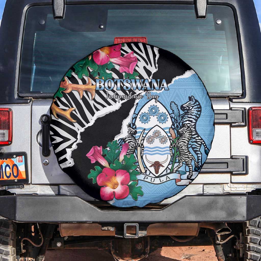 Botswana Independence Day Spare Tire Cover Kalahari Devils Claw Zebra With Arican Pattern - African Pride