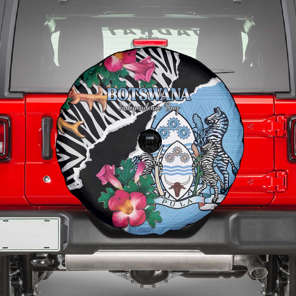 Botswana Independence Day Spare Tire Cover Kalahari Devils Claw Zebra With Arican Pattern - African Pride