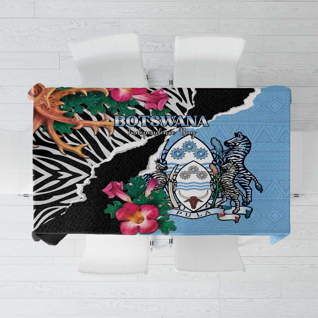 Botswana Independence Day Tablecloth Kalahari Devils Claw Zebra With Arican Pattern - African Pride