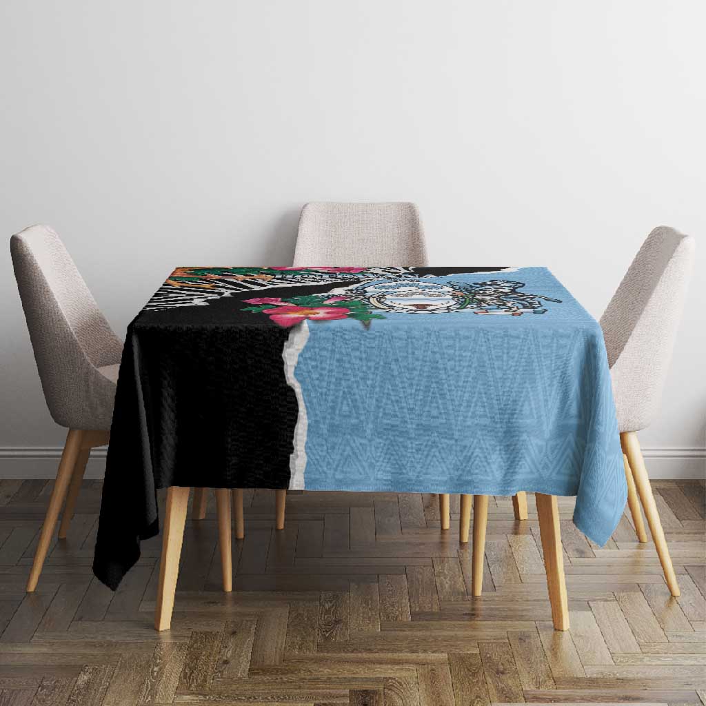 Botswana Independence Day Tablecloth Kalahari Devils Claw Zebra With Arican Pattern - African Pride