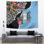 Botswana Independence Day Tapestry Kalahari Devils Claw Zebra With Arican Pattern - African Pride