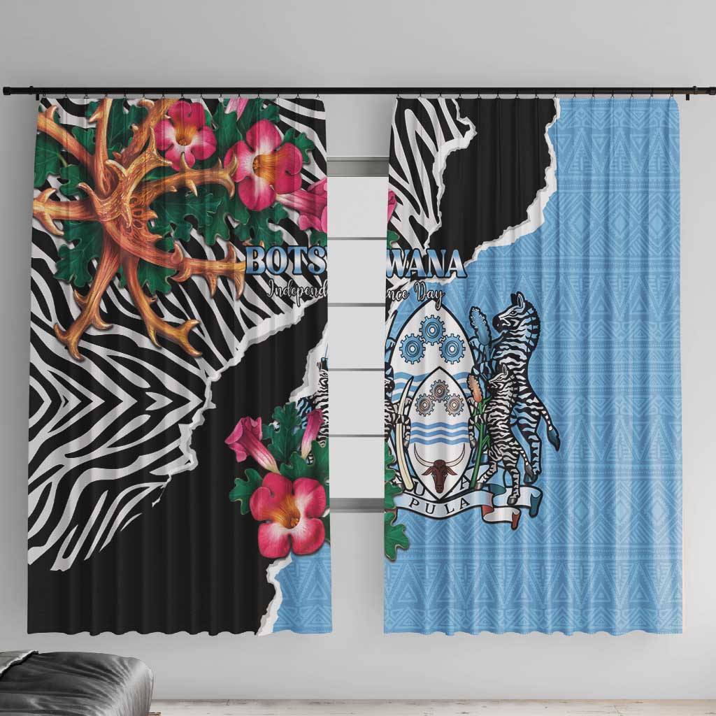 Botswana Independence Day Window Curtain Kalahari Devils Claw Zebra With Arican Pattern - African Pride