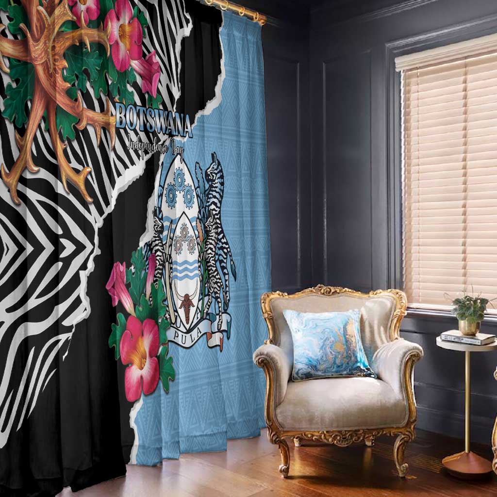 Botswana Independence Day Window Curtain Kalahari Devils Claw Zebra With Arican Pattern - African Pride
