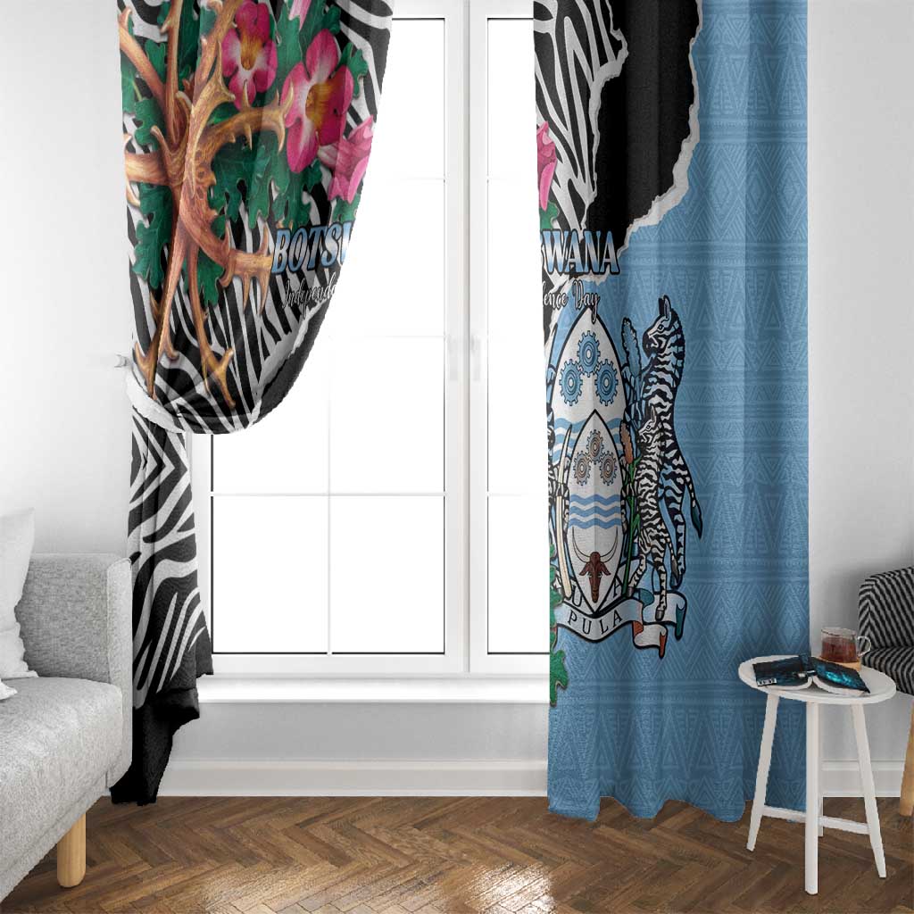 Botswana Independence Day Window Curtain Kalahari Devils Claw Zebra With Arican Pattern - African Pride