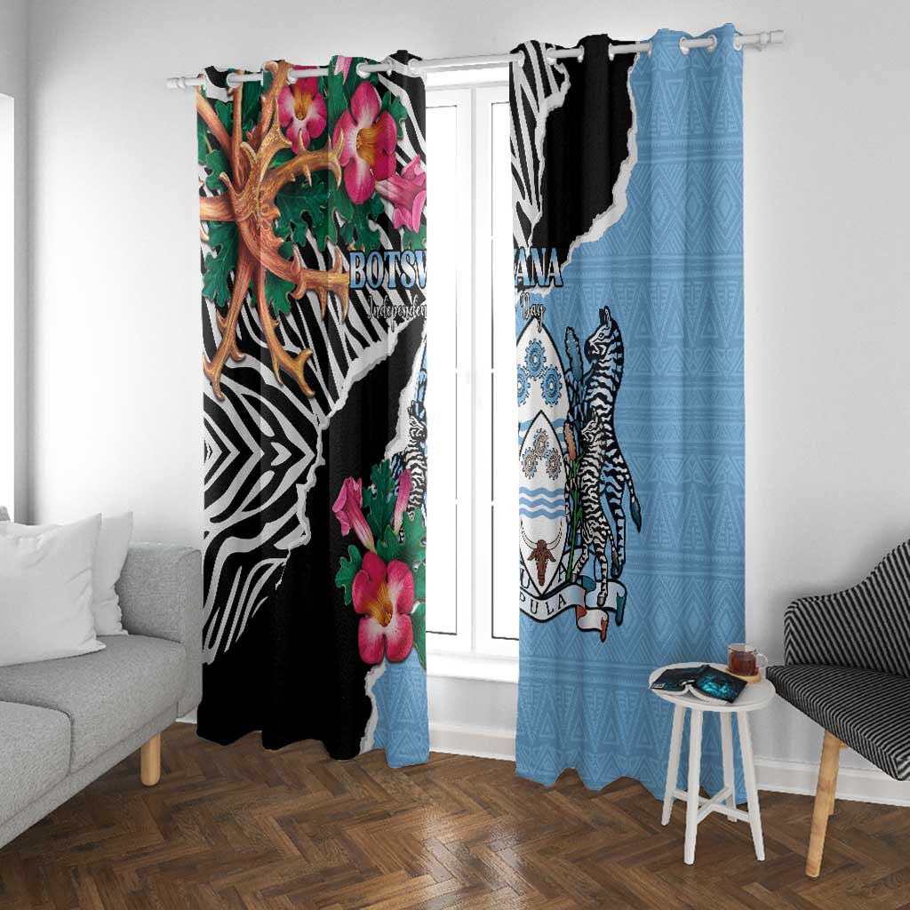 Botswana Independence Day Window Curtain Kalahari Devils Claw Zebra With Arican Pattern - African Pride