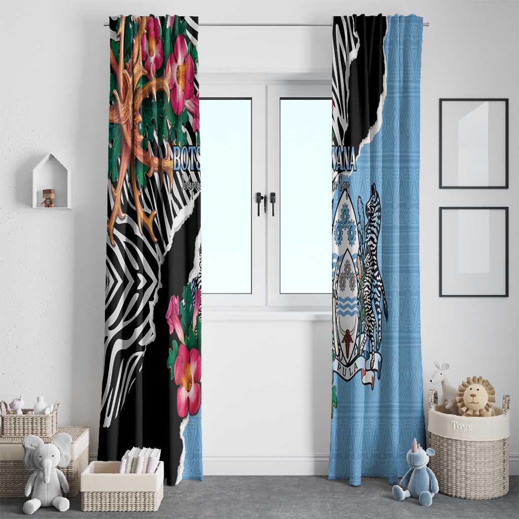 Botswana Independence Day Window Curtain Kalahari Devils Claw Zebra With Arican Pattern - African Pride