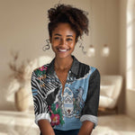 Personalized Botswana Independence Day Women Casual Shirt Kalahari Devils Claw Zebra With Arican Pattern - African Pride