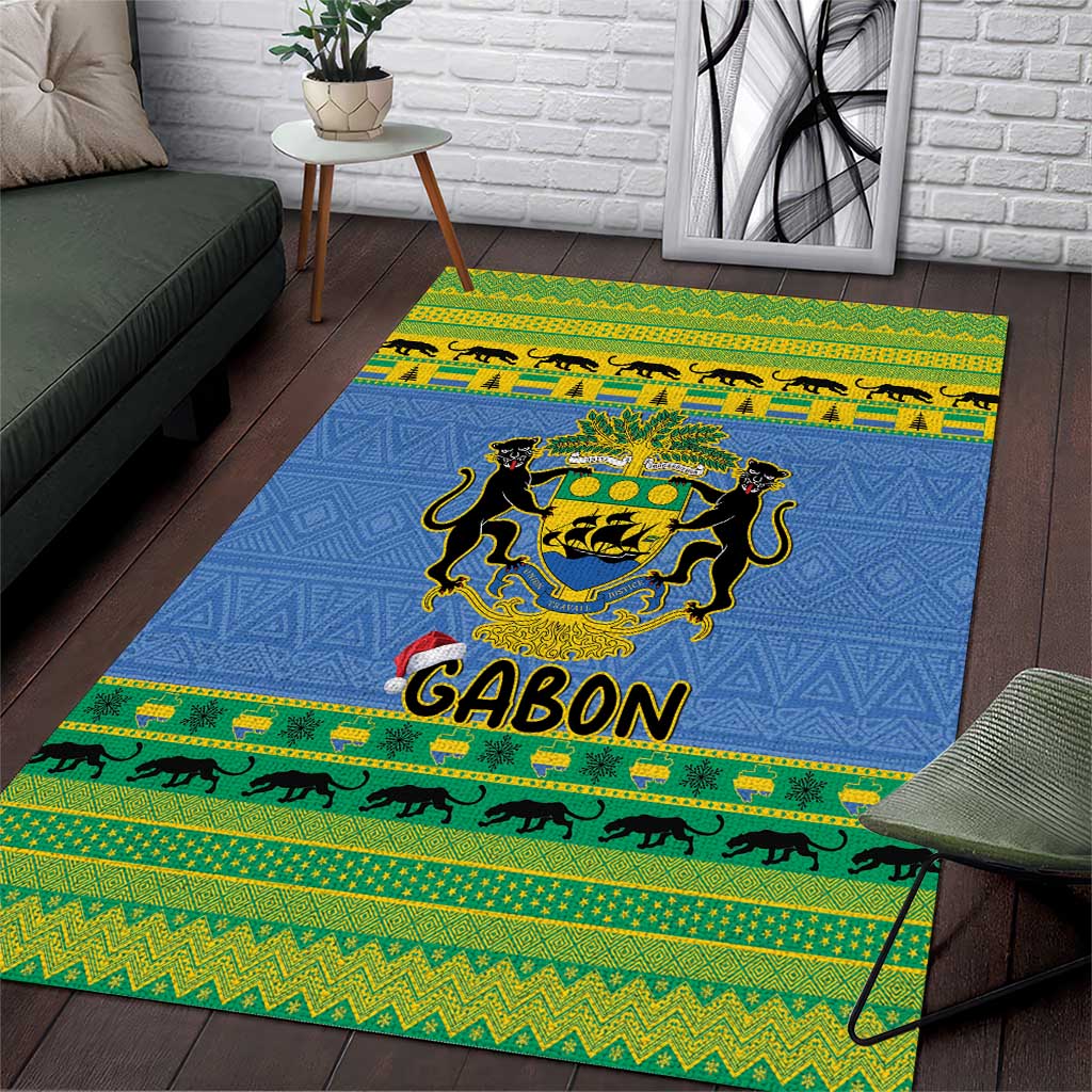 Afro Gabon Christmas Area Rug Coat Of Arm Mix African Pattern