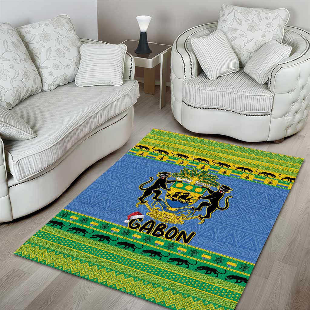 Afro Gabon Christmas Area Rug Coat Of Arm Mix African Pattern
