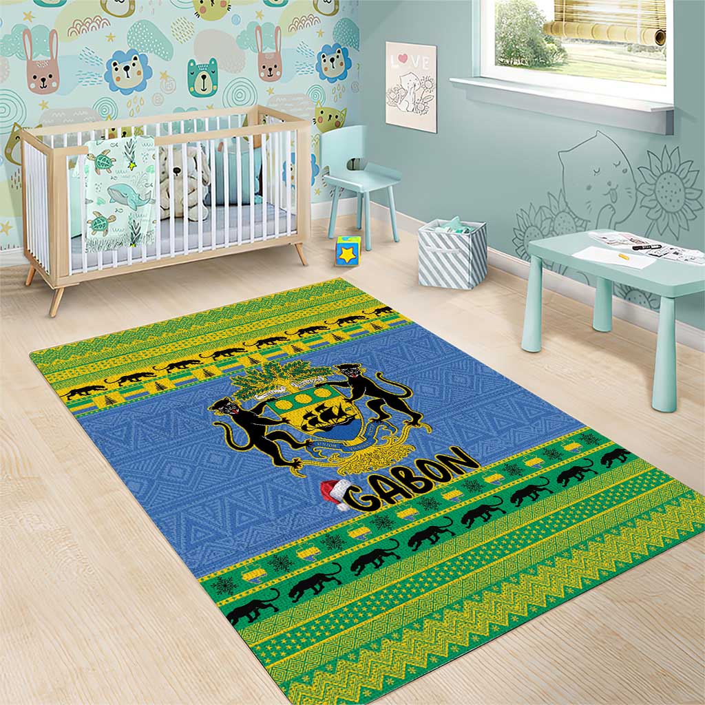 Afro Gabon Christmas Area Rug Coat Of Arm Mix African Pattern