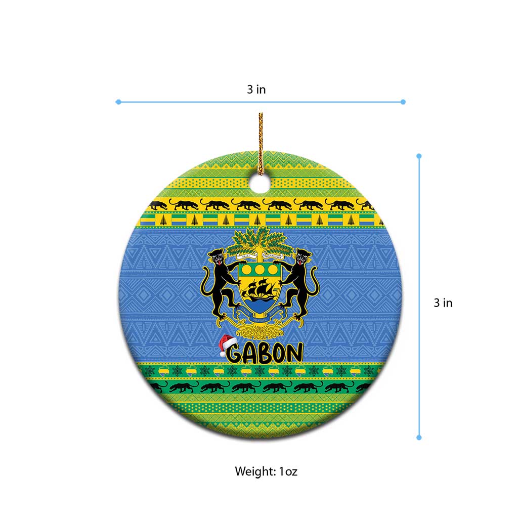 Afro Gabon Christmas Ceramic Ornament Coat Of Arm Mix African Pattern