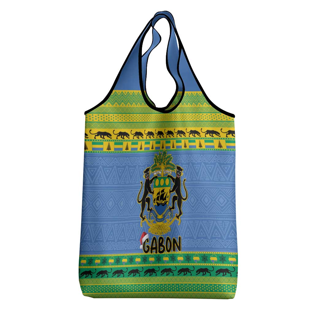 Afro Gabon Christmas Grocery Bag Coat Of Arm Mix African Pattern