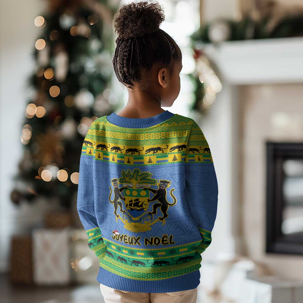 Afro Gabon Christmas Kid Ugly Christmas Sweater Coat Of Arm Mix African Pattern