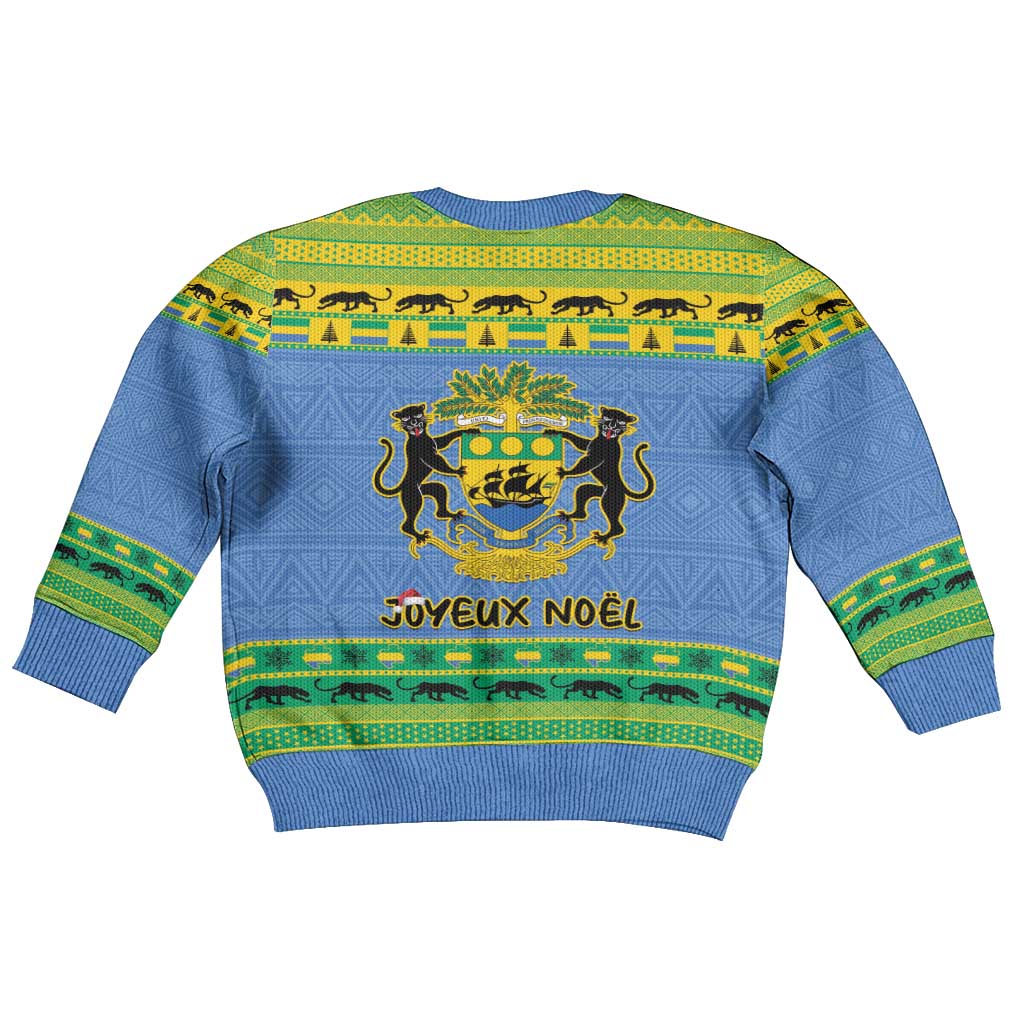 Afro Gabon Christmas Kid Ugly Christmas Sweater Coat Of Arm Mix African Pattern