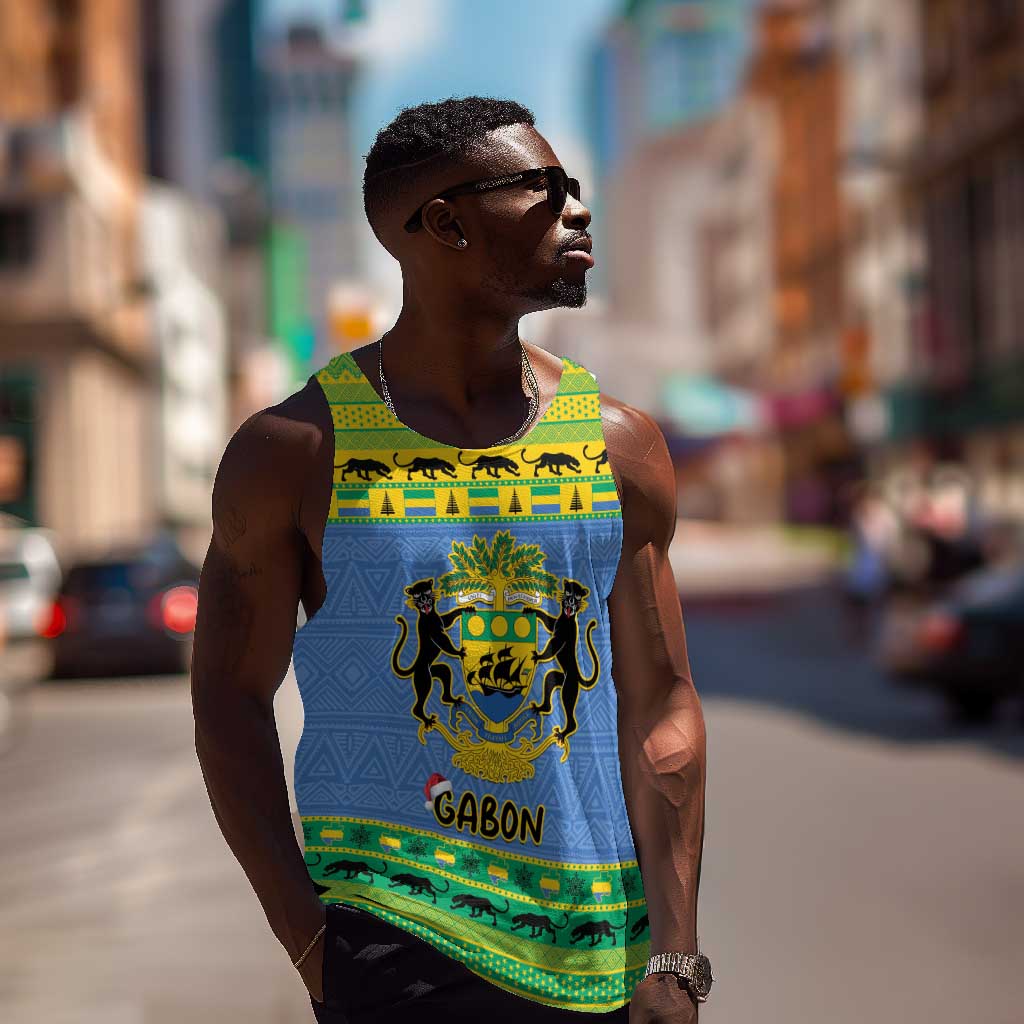 Afro Gabon Christmas Men Tank Top Coat Of Arm Mix African Pattern