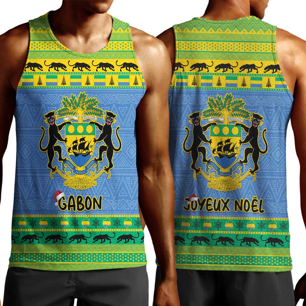 Afro Gabon Christmas Men Tank Top Coat Of Arm Mix African Pattern