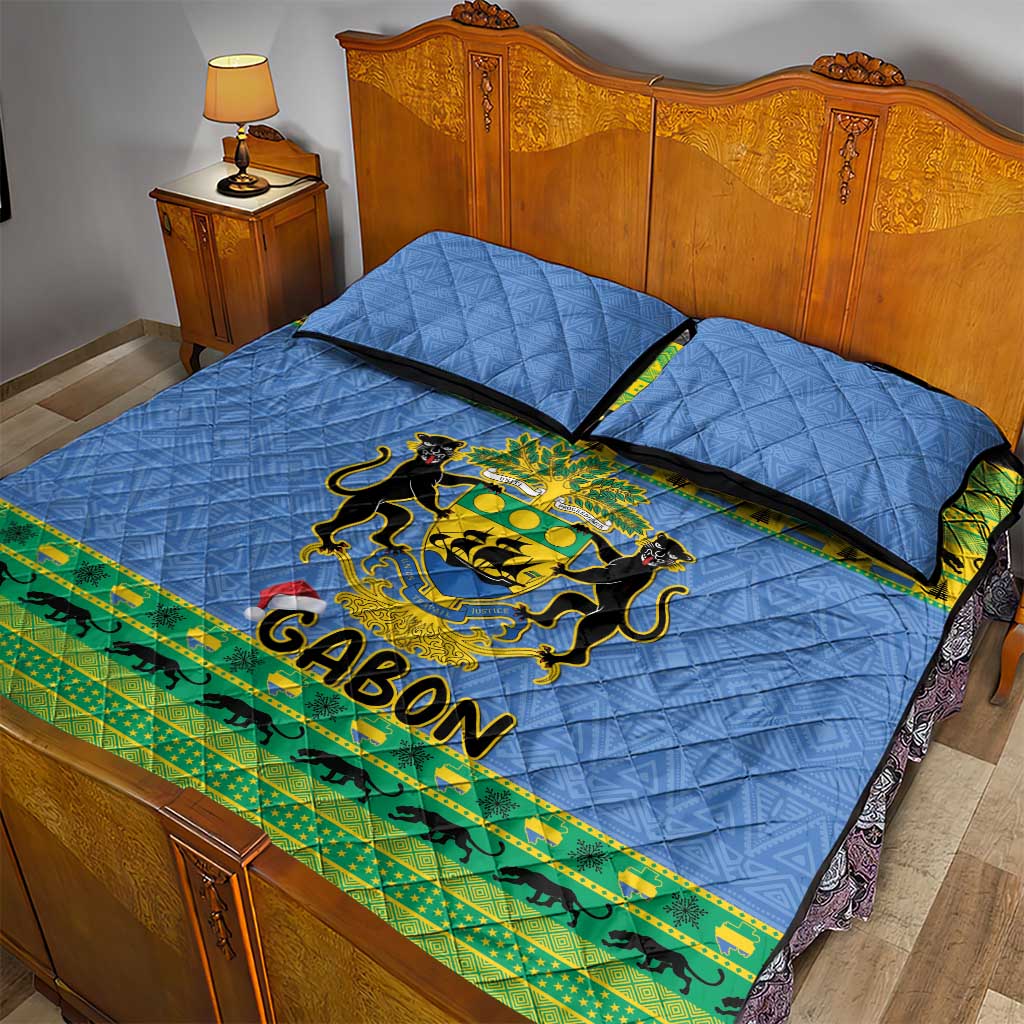 Afro Gabon Christmas Quilt Bed Set Coat Of Arm Mix African Pattern
