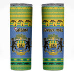 Afro Gabon Christmas Skinny Tumbler Coat Of Arm Mix African Pattern