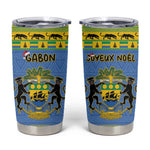 Afro Gabon Christmas Tumbler Cup Coat Of Arm Mix African Pattern